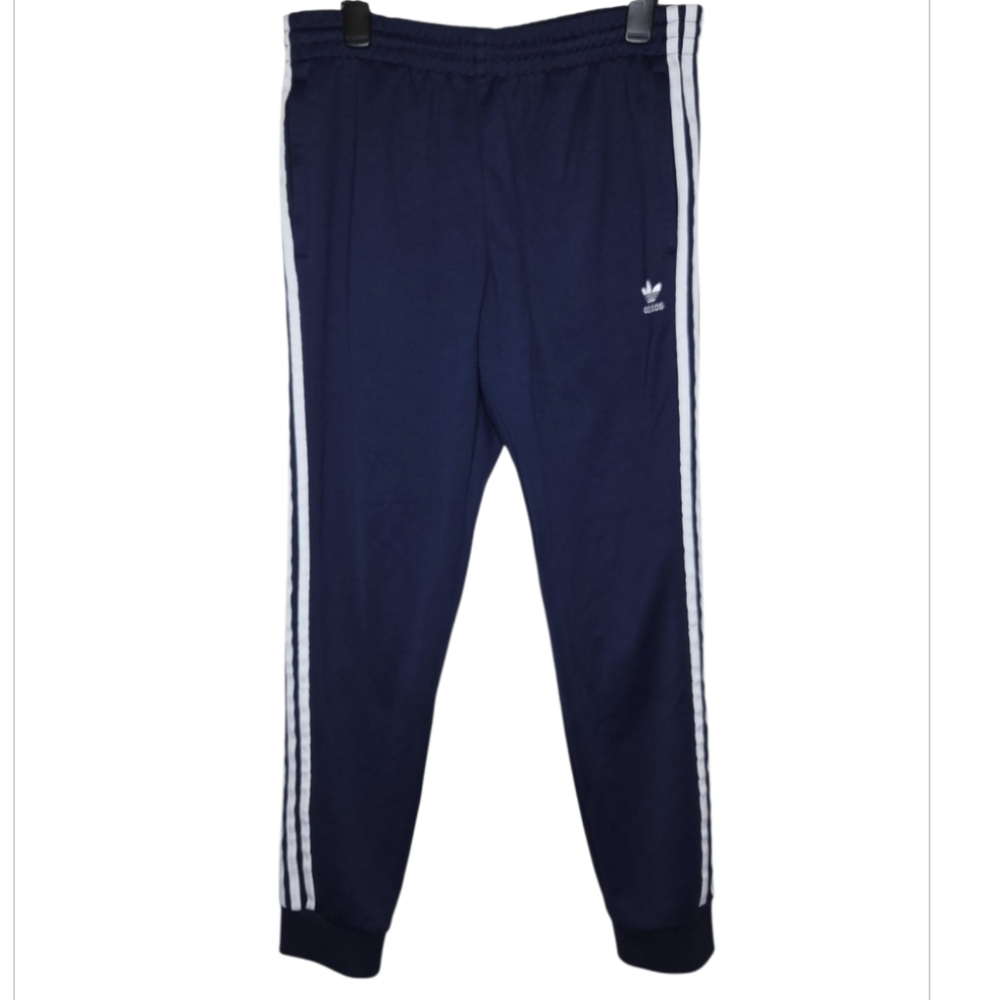 Adidas Men's Iconic 3 Stripe Navy White Stripe Jogger Pants Size L